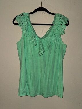 LAST CHANCE Lilly Pulitzer Mint Green Eyelet Ruffle Tank Top